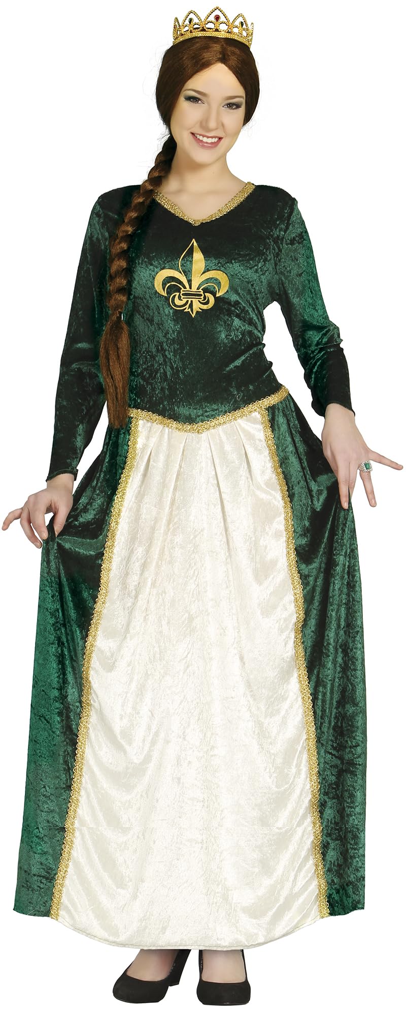 FIESTAS GUIRCA Disfraz Reina Medieval Mujer - Disfraz Princesa Verde - Disfraces Históricos Mujer Talla S 36-38