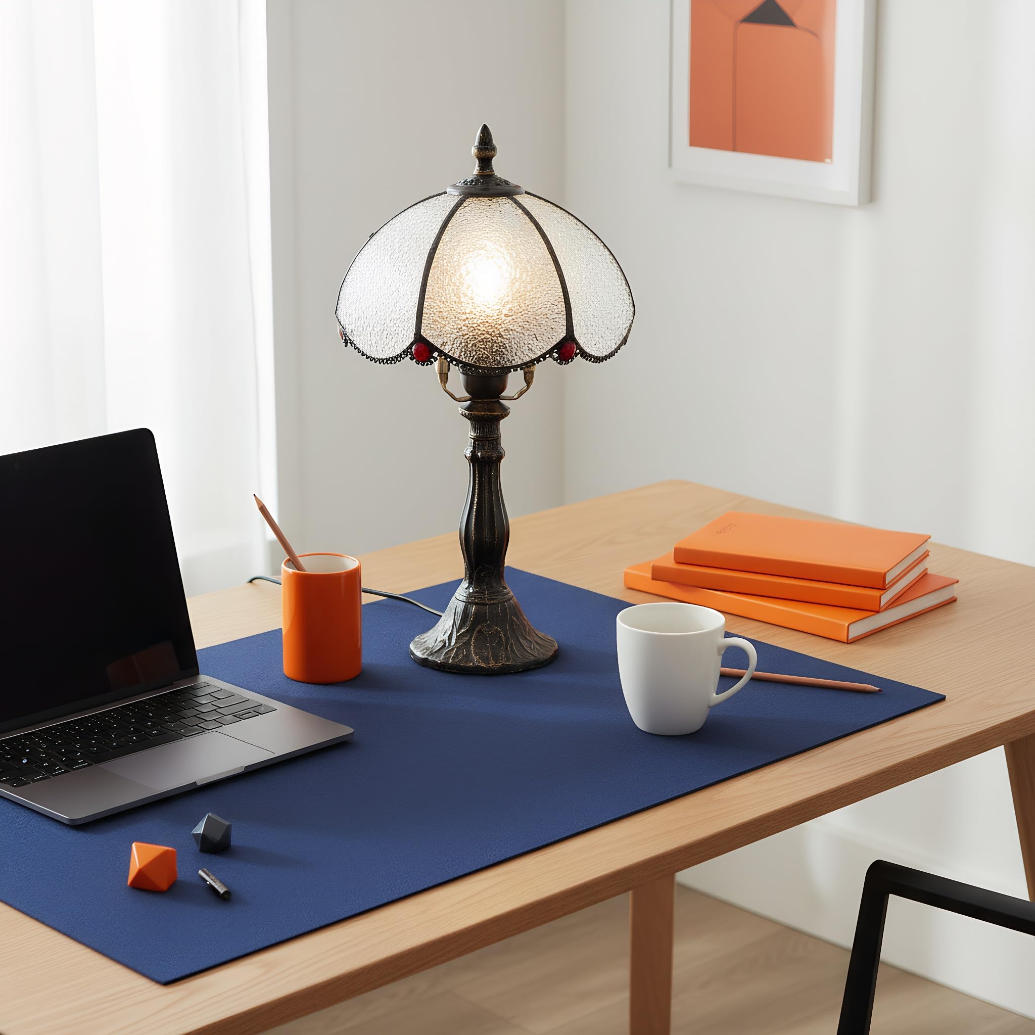 BARCELONA LED Lámpara de Mesa Candice Estilo Tiffany con Pantalla de Cristal Burbuja, Diseño Retro e Industrial, Clásico y Elegante para Sala de Estar, Dormitorio o Mesita de Noche, Vidrio Artesanal