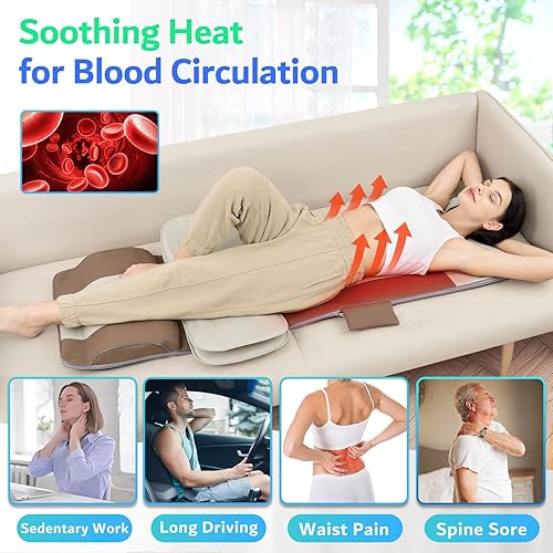 Miniatura 7 de Alfombrilla de masaje de cuerpo completo, estiramiento corporal 3D y tracción lumbar, calefacción de espalda, tracción hacia arriba y hacia abajo,