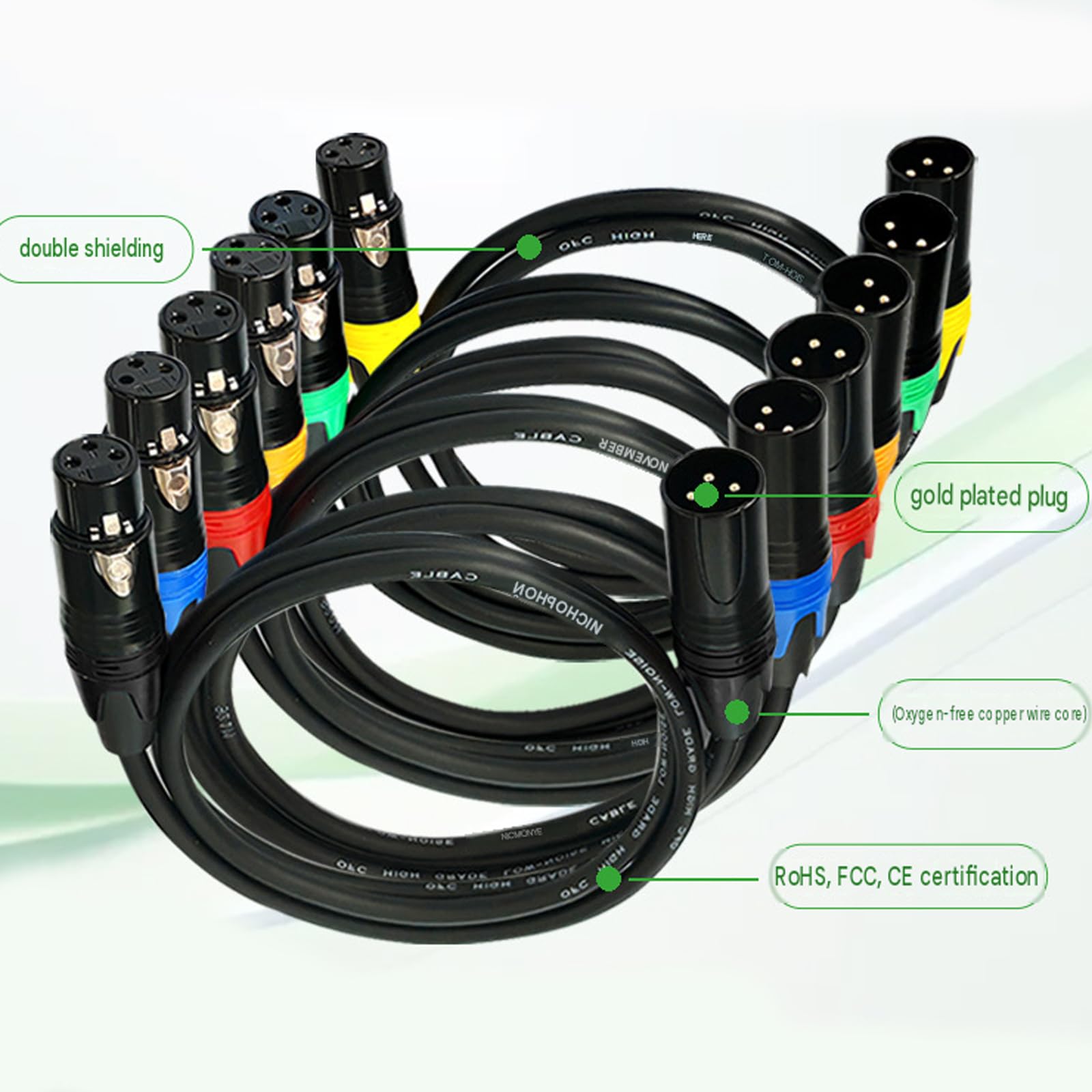 Cavo per microfono, 3 pin maschio a femmina, cavo schermato per attività di trasmissione in streaming in studio