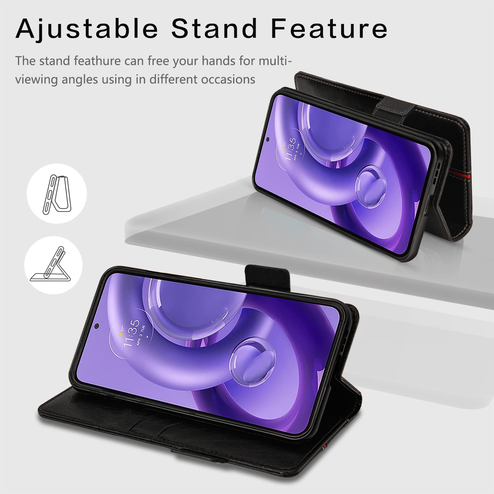 Custodia Portafoglio Con Disegno Piccola Tigre Per Motorola Edge 30 Neo - Cover Libro In PU Pelle Con Slot Carte E Calamita - 4
