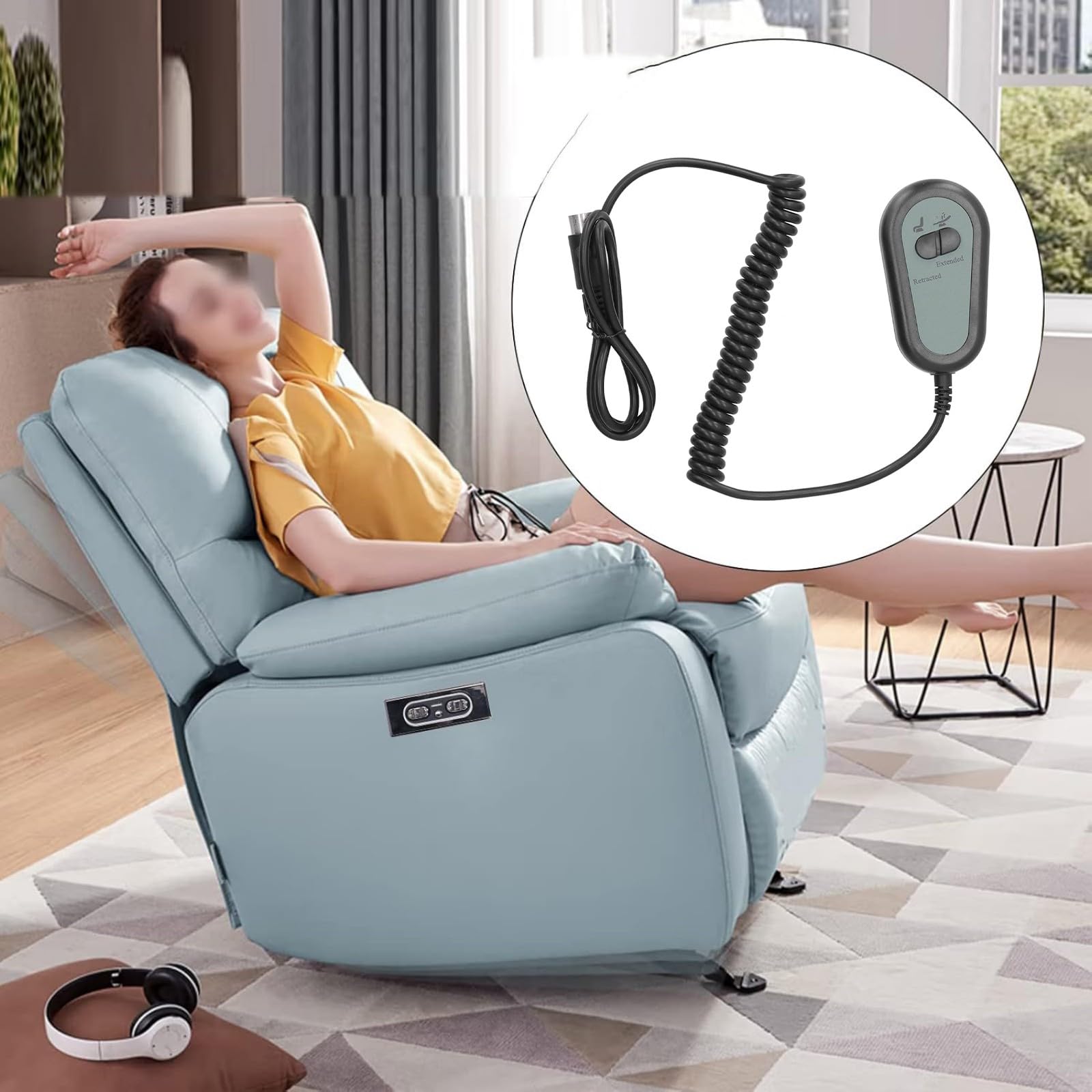 WEISUYUUS Ergonomic Shape Double Button Motor Controllers Switches Spring Cord Direct Plugs 5 Pin Interfaces for Electric Sofa