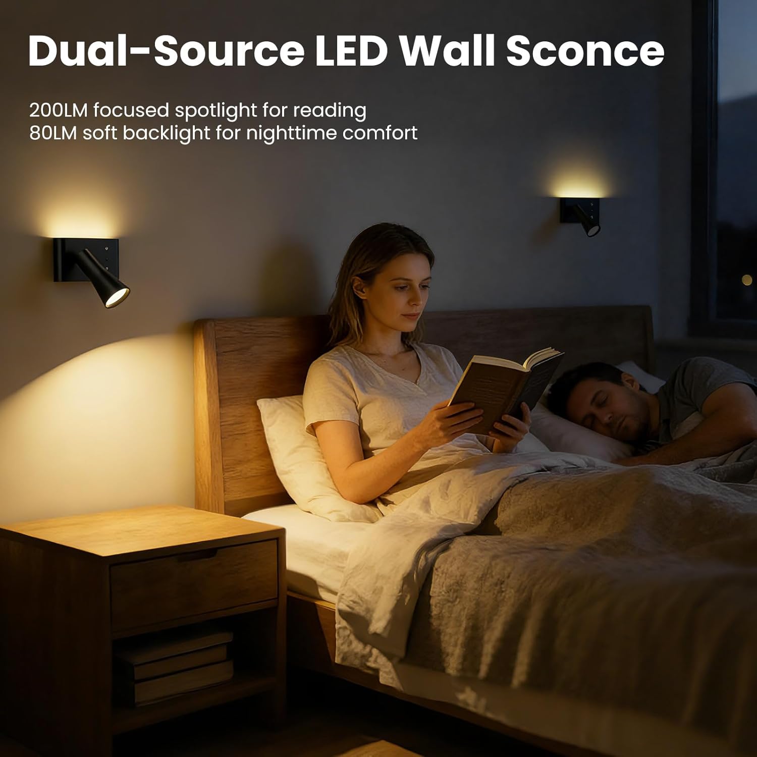 Wall Sconce Battery Operated Reading Lights, 10000mAh Rechargeable Wireless LED Wall Lights, 3 Color Temperatures Dimmable Bedside Lamps for Bedroom Living Room (1 Pack)