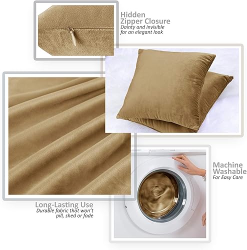 Miniatura 6 de Juego de 2 rellenos de almohada con terciopelo suave y sólido, juego de fundas de almohada cuadradas decorativas para sofá, automóvil, dormitorio,