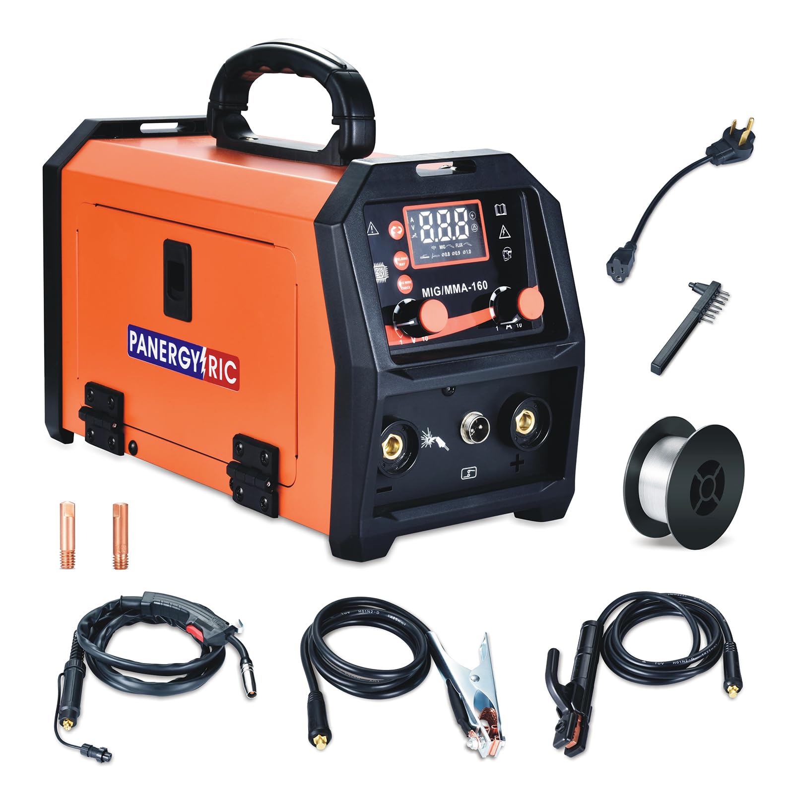 160A MIG Welder,110V/220V Dual Voltage 3 in 1 Welder Flux Core Welder Gasless MIG/Lift TIG/Stick Big LED Digital Display Portable Welding Machine for Beginners IGBT Inverter Welder