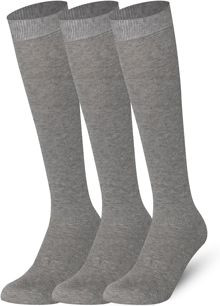 Mysocks Kids Knee High Socks 3 Pairs Seamless Toe Plain Colour