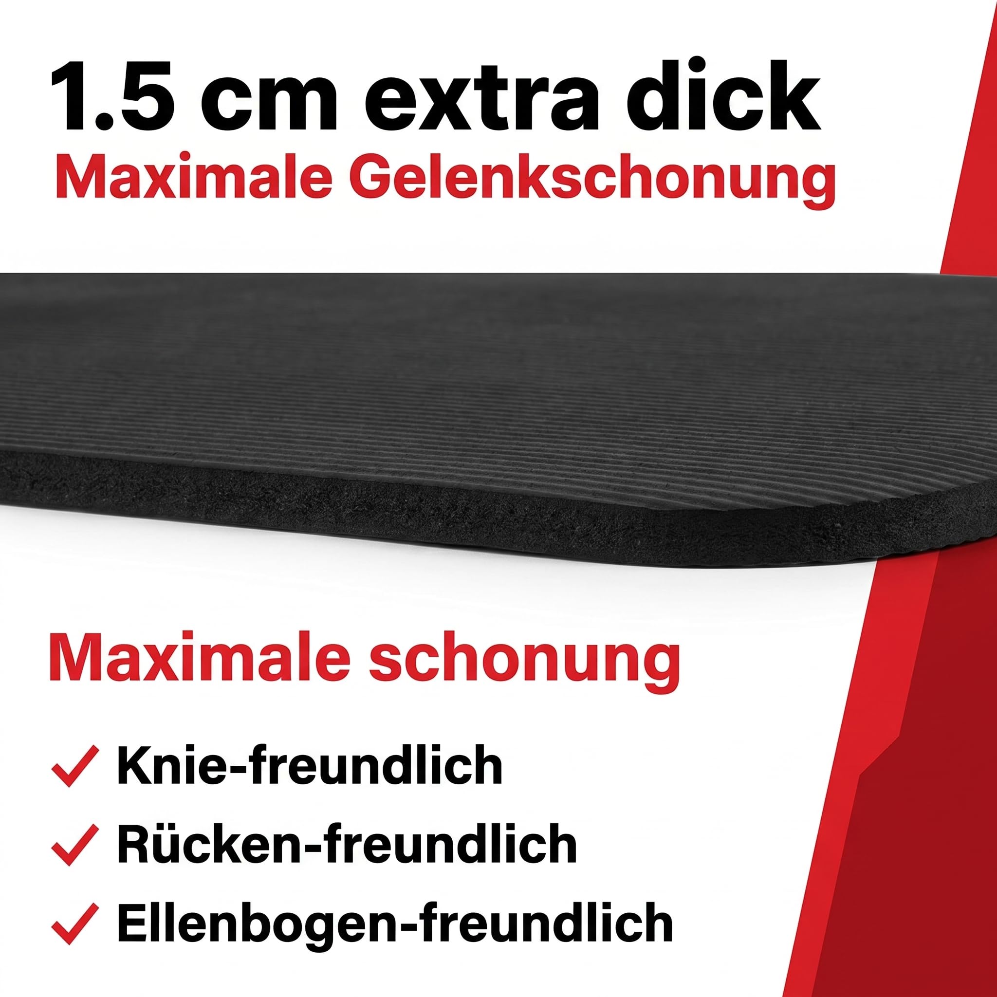 Esterilla de yoga NRB 183 x 61 x 1,5 cm – Esterilla de fitness extra gruesa y esterilla de gimnasia – Antideslizante, suave con articulaciones y resistente – Esterilla de pilates con correa
