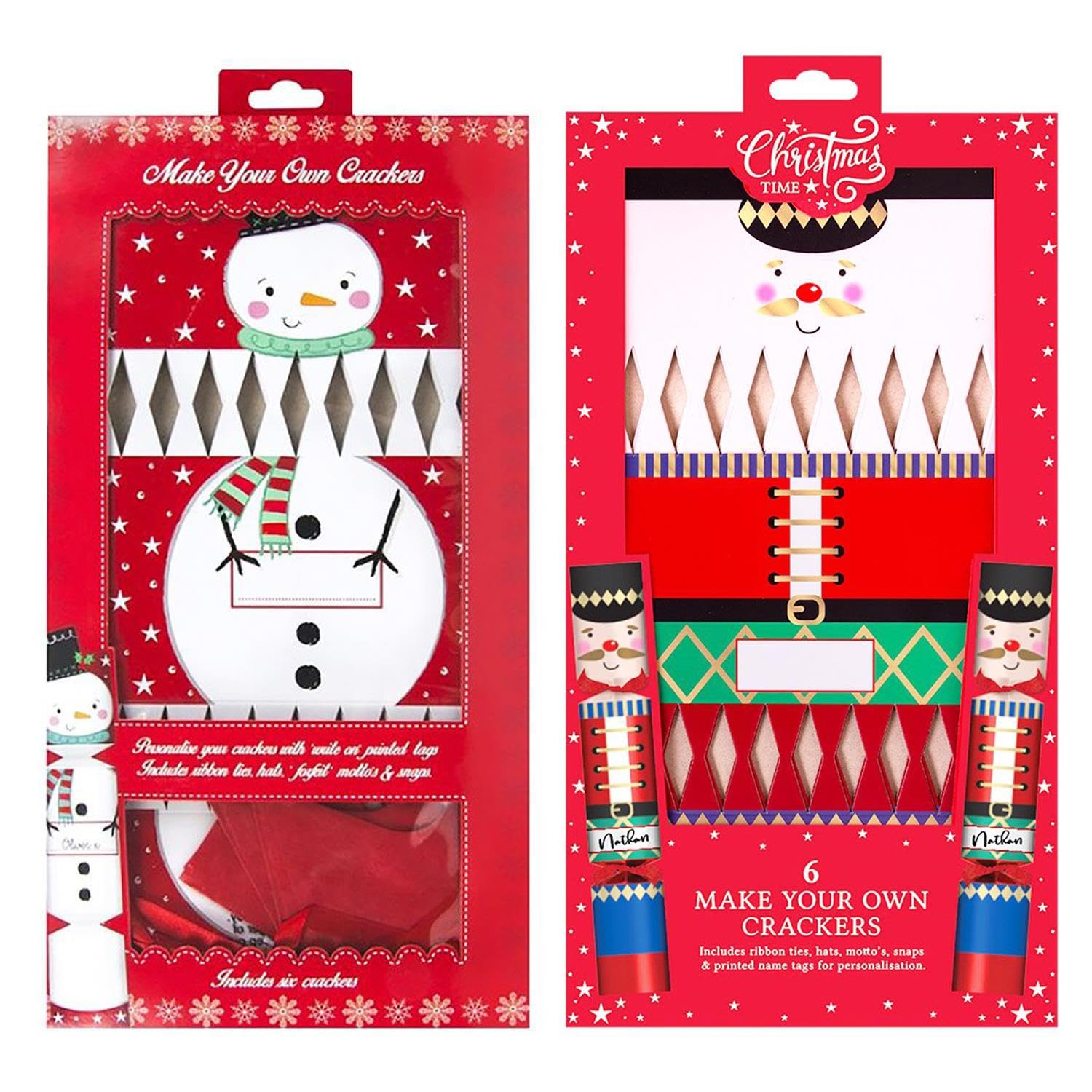 YöL Set of 12 Make Your Own Christmas Crackers - Snowman, Nutcracker, DIY Fill Your Own Personalised Xmas