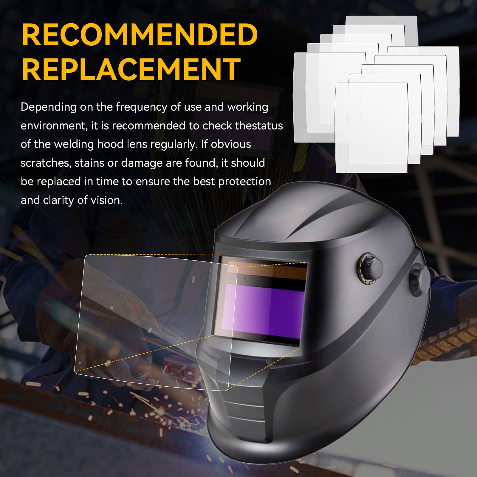 WarriorTech - Paquete de 10 gafas de seguridad ajustables, lente de cubierta frontal 0700000010 para casco ESAB Savage A40, protección contra impactos para soldadura, molienda, metalurgia, marco