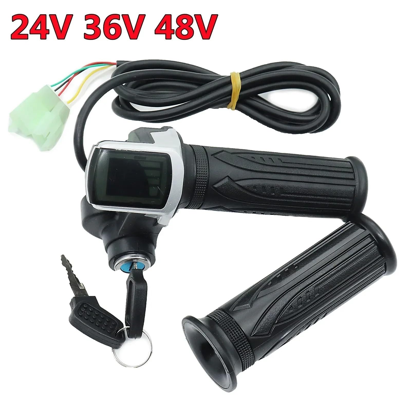 Poignée de régla de la Vitesse de l'accélérateur for vélo et Scooter électrique, 1 Paire, 24V 36V 48V, avec verrouilla à clé, afficha divise la poignée LCD