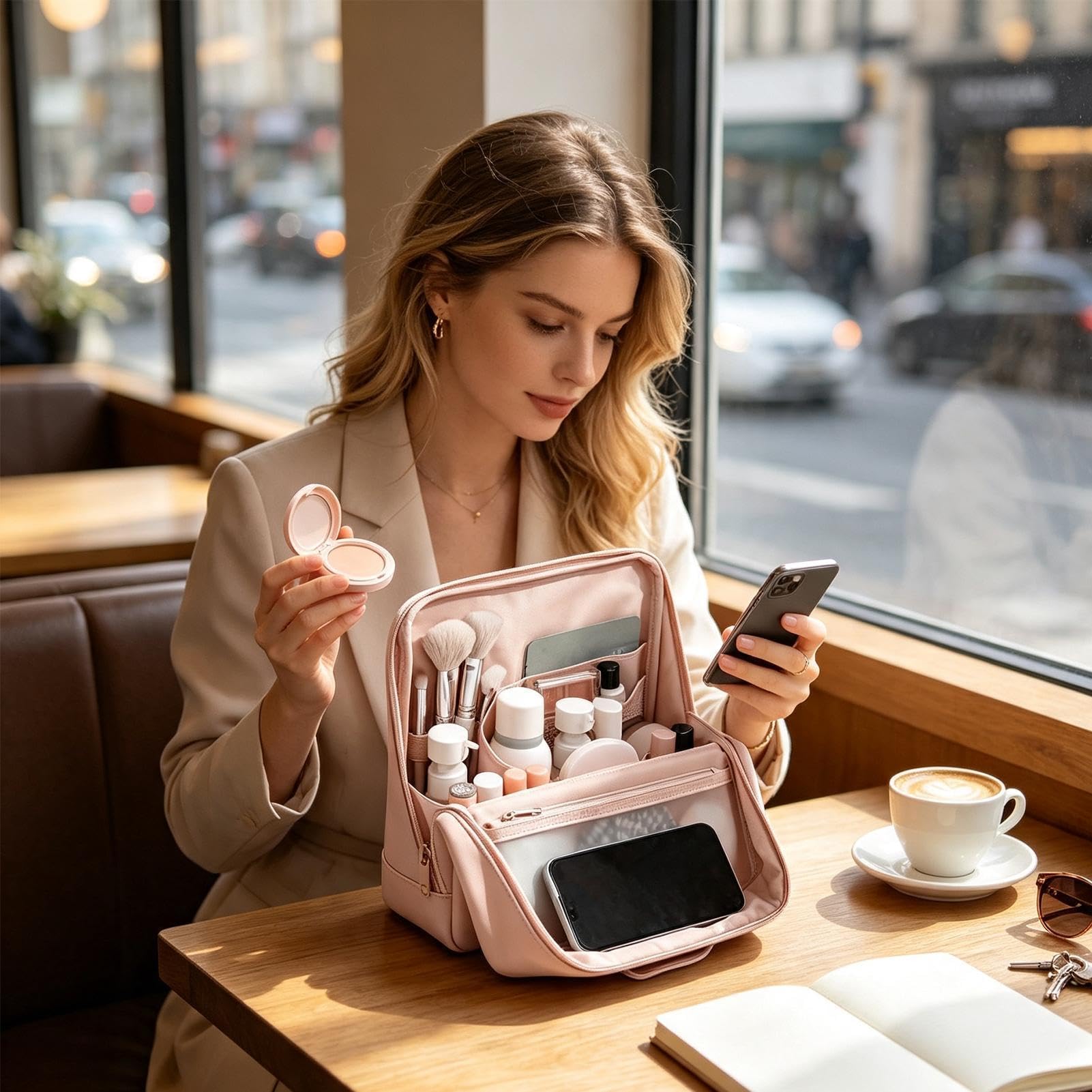 Borsa Trucchi Verticale Custodia Make-Up E Toilette Con Chiusura Magnetica | Necessaire Da Viaggio Per Vacanza Dormitorio Backpacking Fuga Di Weekend Viaggio D'Affari Hotel Campeggio Outdoor