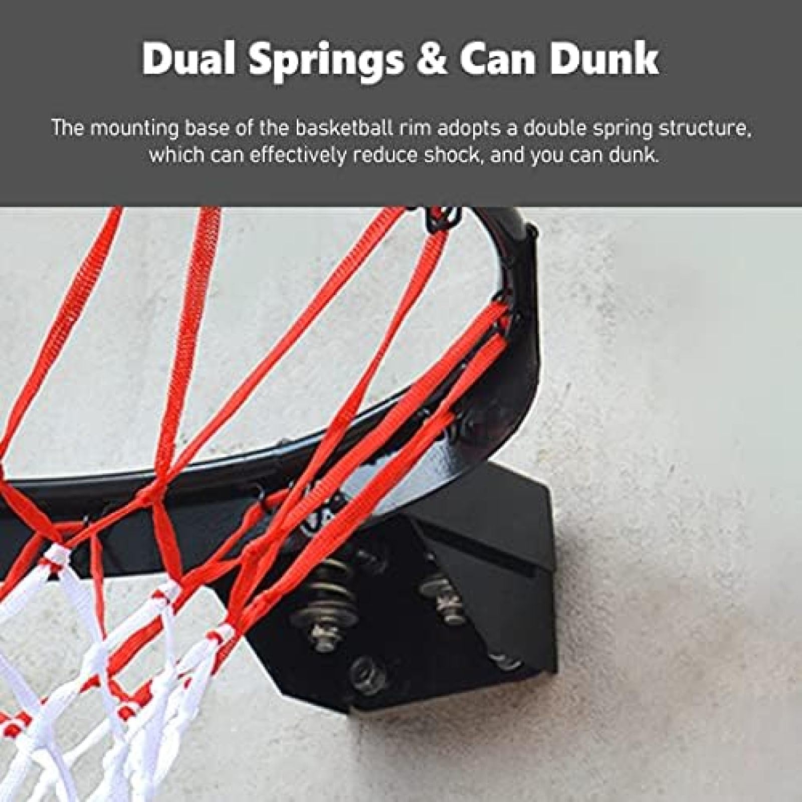 Canestro da basket professionale con bordo e rete, montaggio a parete, porta da basket per palestra e scuola, doppie molle, capacità di carico 150 kg, design resistente