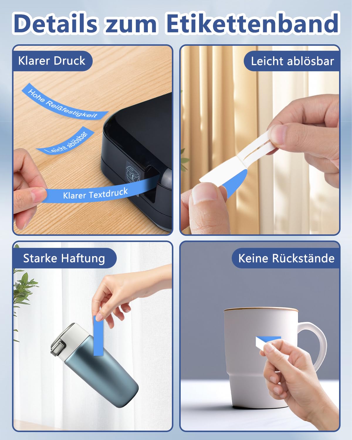 Cruxer 20er-Pack Kompatibel mit P-touch TZe-525 TZe525 9 mm Laminiertes Etikettenband, Weiß auf Blau, Ersatz für Ptouch PT-H110 H100 H105 P300BT E110 D200 D210 D400 1230PC Etikettendrucker