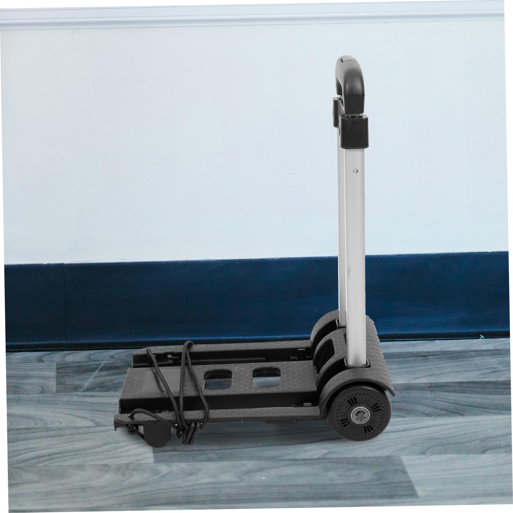 Carrito de Compras Plegable Ligero de Hierro y Aluminio Negro | Dos Ruedas, Asa Telescópica y Correa Incluida, Diseño Simple y Funcional para Transporte de Materiales