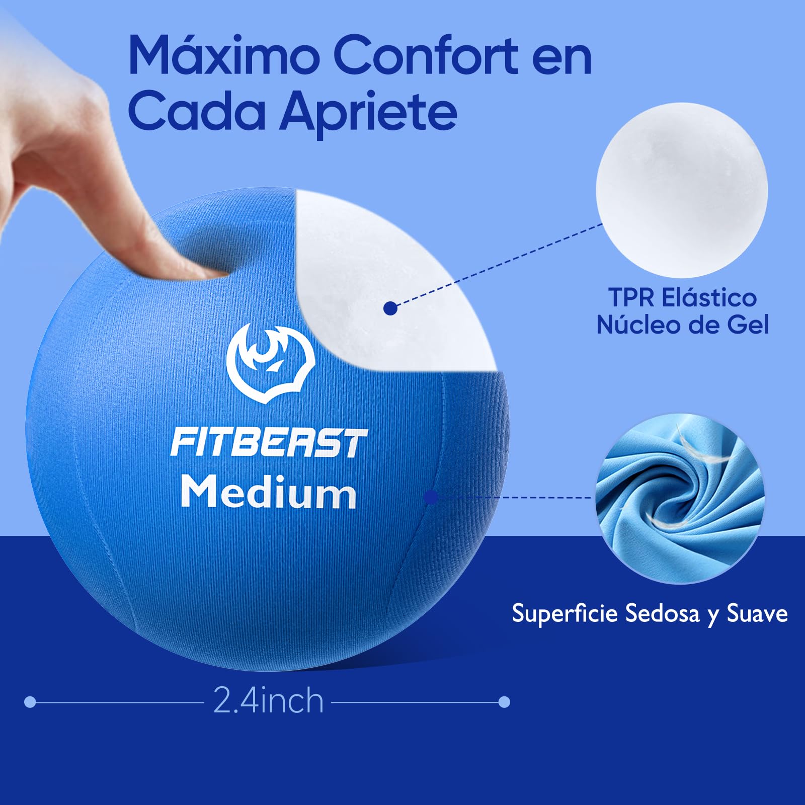 FitBeast Entrenador de Fuerza de Agarre – 6 Piezas Terapia de Mano con Ejercitador de Extensión de Dedos & Pelotas Antiestrés para Rehabilitación y Entrenamiento de Fuerza