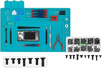 Silicone Soldering Mat Heat Resistant up to 932°F – Large 17.8 x 11.8 inch Magnetic Work Mat for Electronics Repair, Cell Phone, Laptop, Computer, Soldering Station (Mat With Screw Combo Set)
