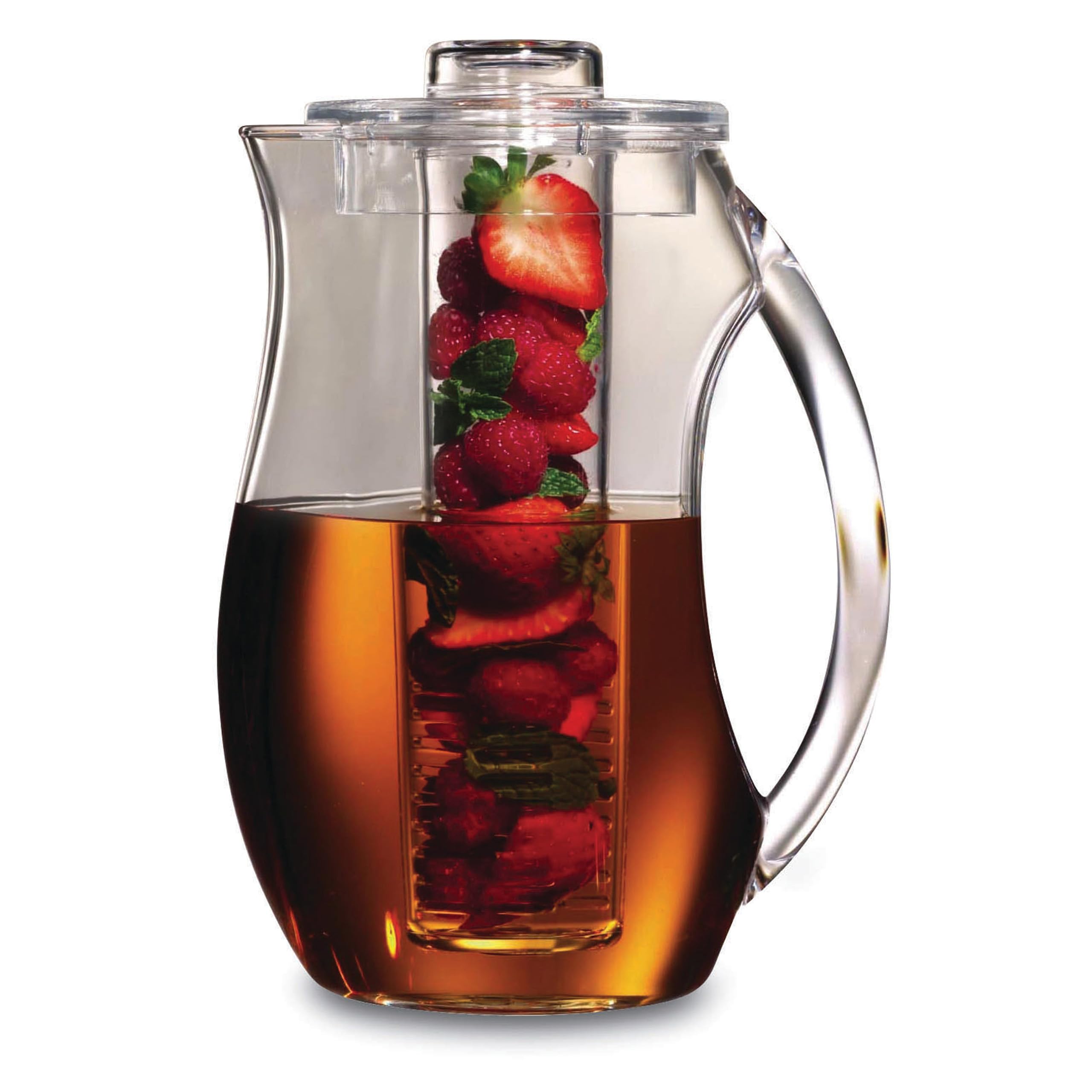 Grunwerg Acryl infuuskan met natuurlijke smaak en uitneembare inzet voor vers fruit, helder, 2 liter, transparant, 27,5 x 15,5 x 15,5 cm
