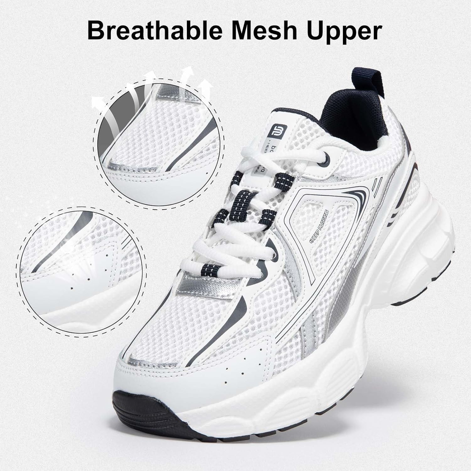 BAASPLOA Women's Chunky Fashion Sneakers Casual Sports Shoes Mesh Breathable Athletic Gym Workout Tennis Shoe Platform Thick Walking Shoes - Image 3