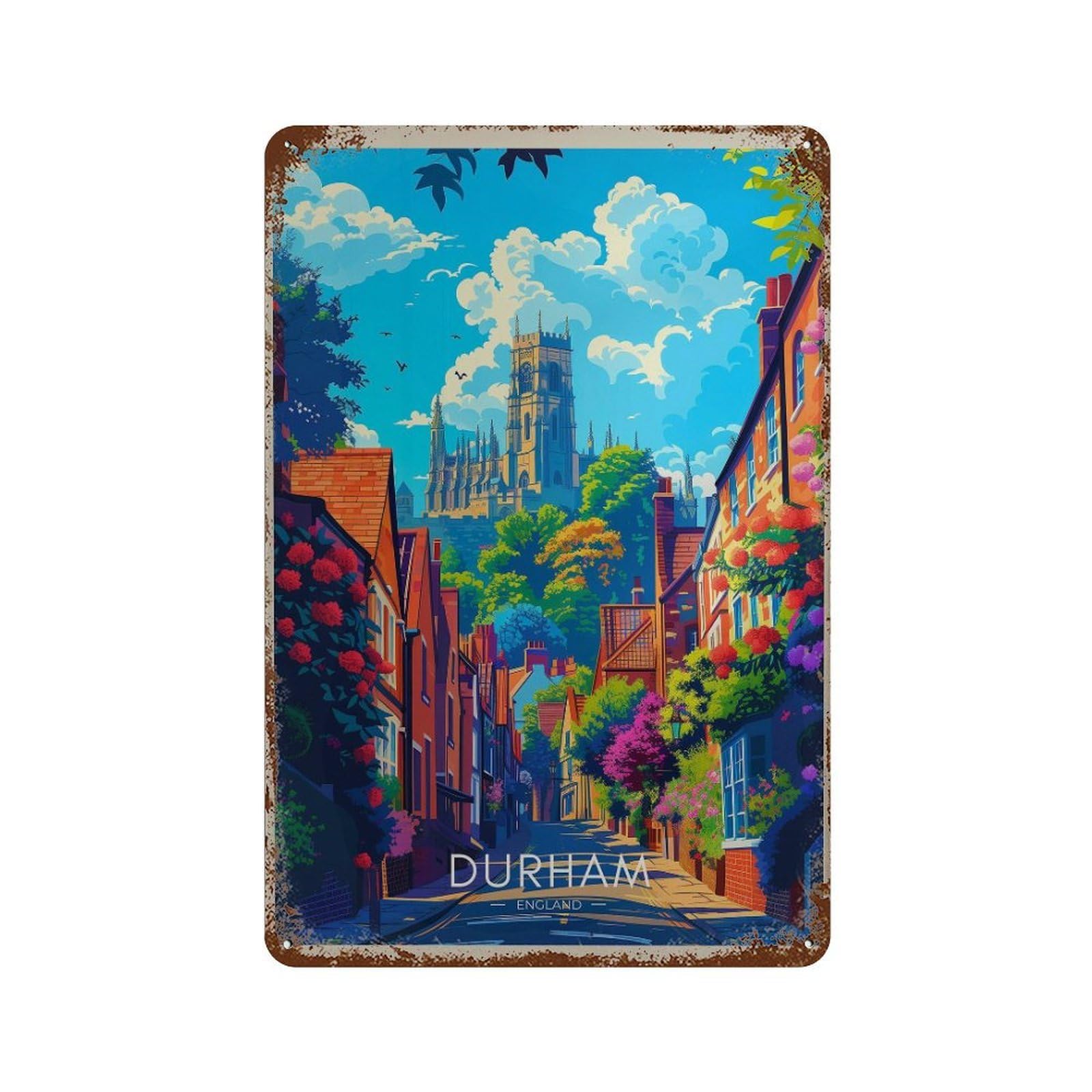 xiaoxiaoshen Durham England Travel Northumberland Wall Decor Art Metal Tin Poster Modern Home Decor Art Home Bar Shop Decorations Vintage Sign 30x20cm