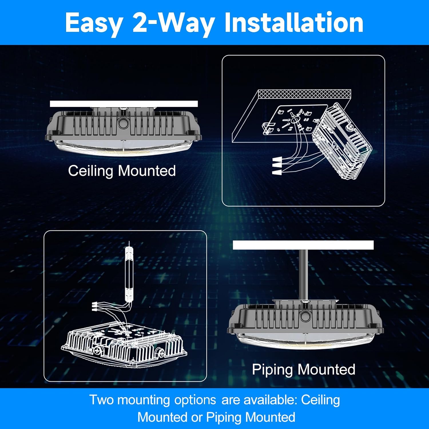 LED Canopy Light for Gas Station Light, 120W 18000lm 0-10V Dimmable 5000K, IP65 Waterproof Commercial Canopy Lights for Outdoor Garage Warehouse Shop Carpor UL Listed, 1 Pack