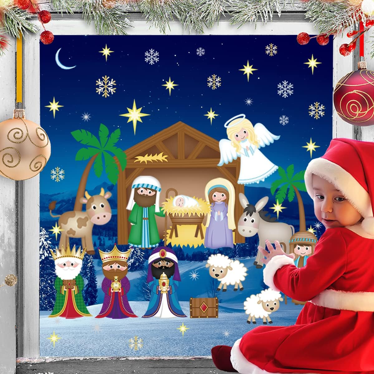 Nativity Scene Window Clings9 Sheets Religious Christmas Window Decals