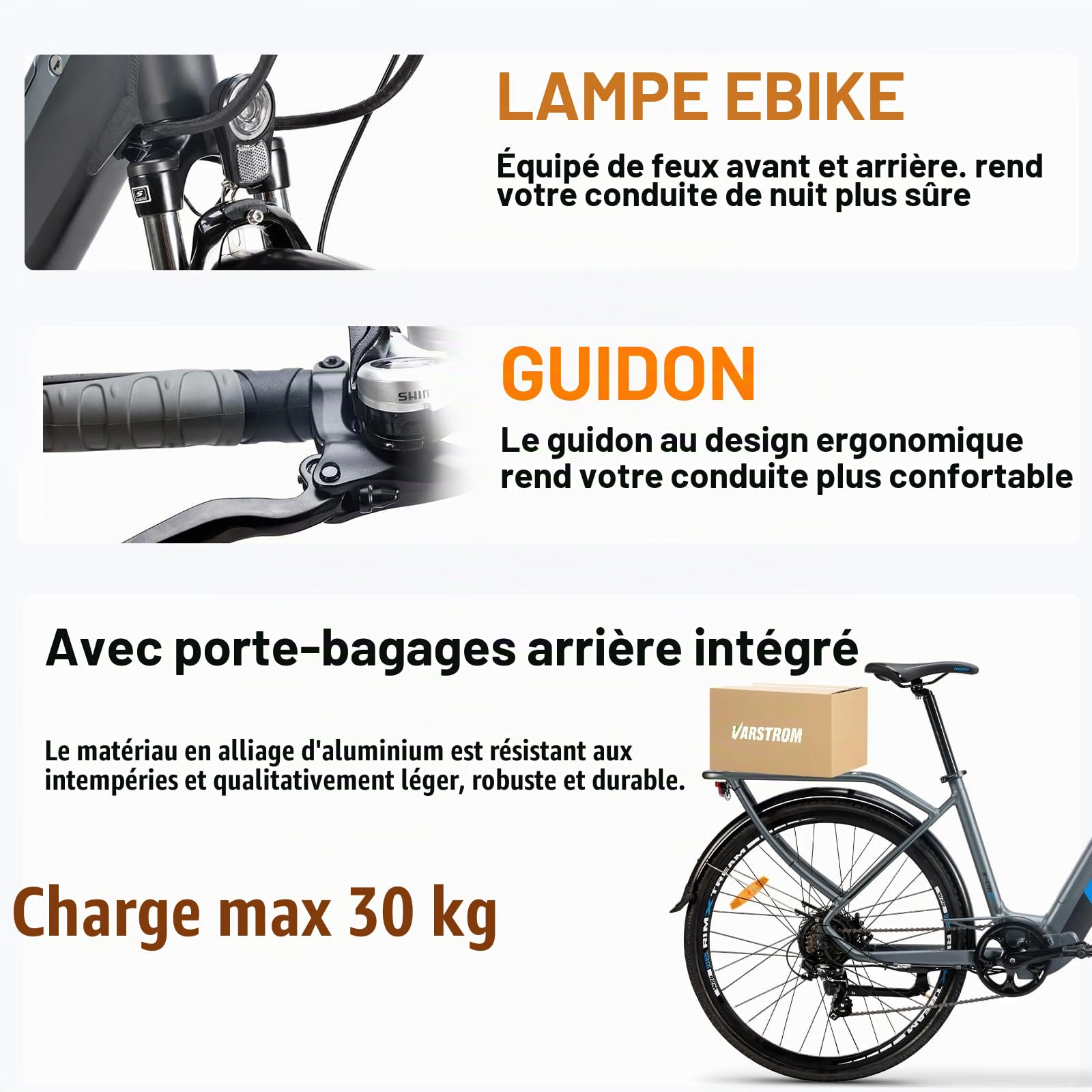 Vélo électrique pour Adultes 250W Vélo de Ville électrique Moteur arrière Femmes Hommes Vélo de Randonnée 100 km d'autonomie grâce à Une Batterie Li-ION 43,2 V 561,6 Wh 7 Vitesses