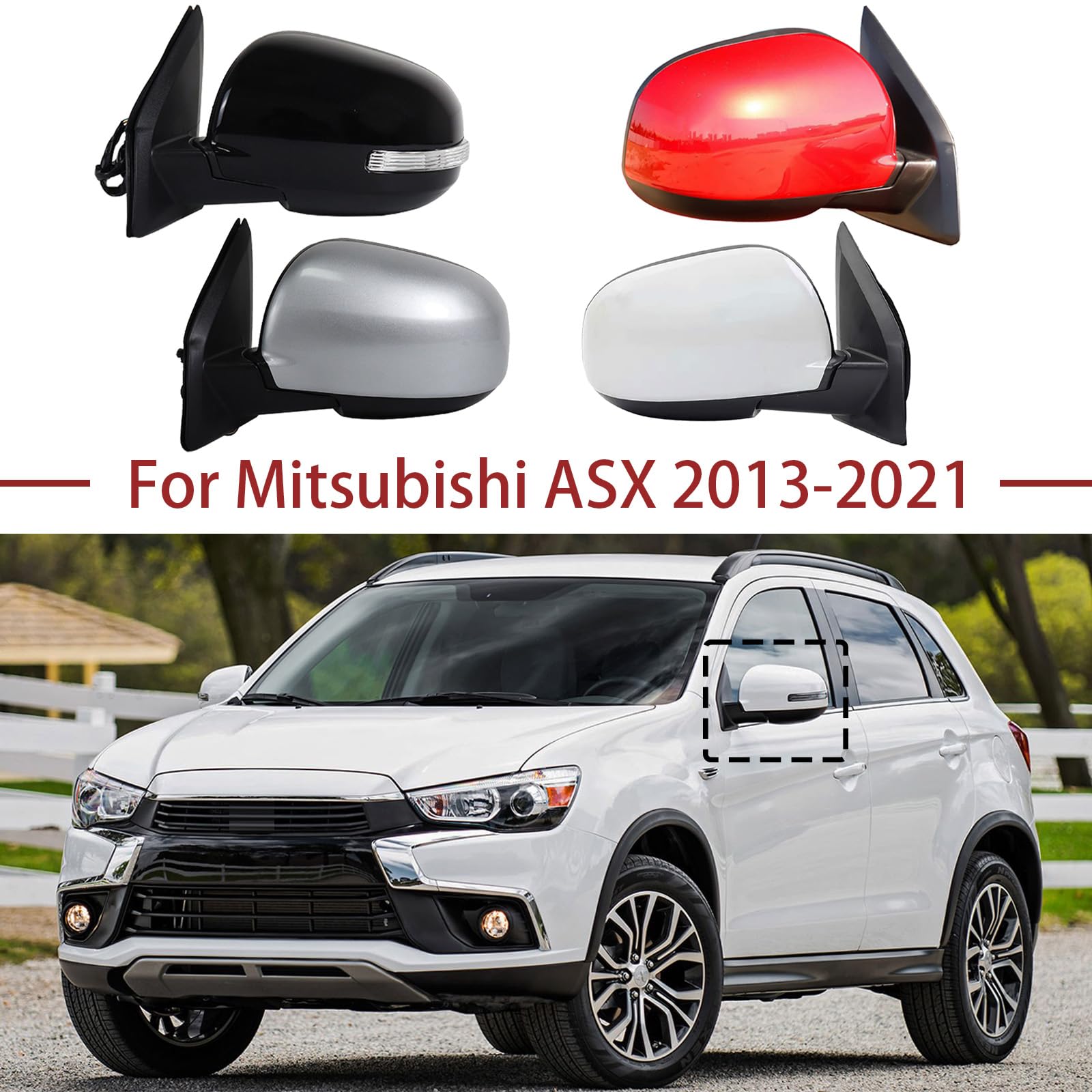 TiJeRa Seitenspiegel für Mitsubishi ASX 2013-2021 Seitenspiegel Ersatzteile Auto Außenspiegel Montage