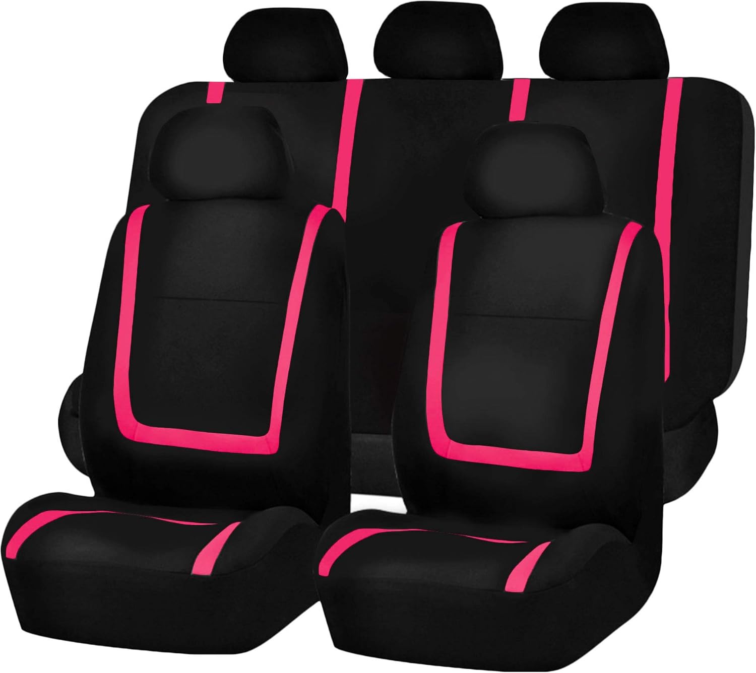 FH Group Car Seat Covers Full Set Pink Cloth Universal