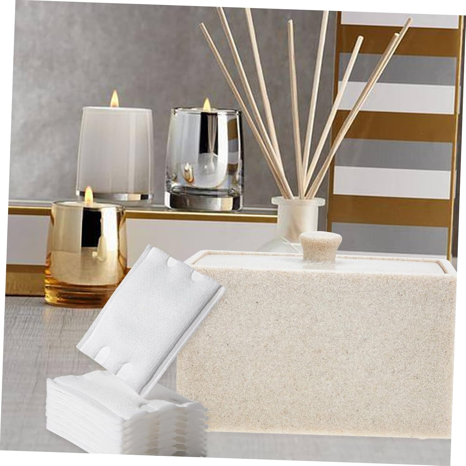 Cotton Swab Storage Box Lid Multipurpose Makeup Box Cotton Rounds Holder Compact Design