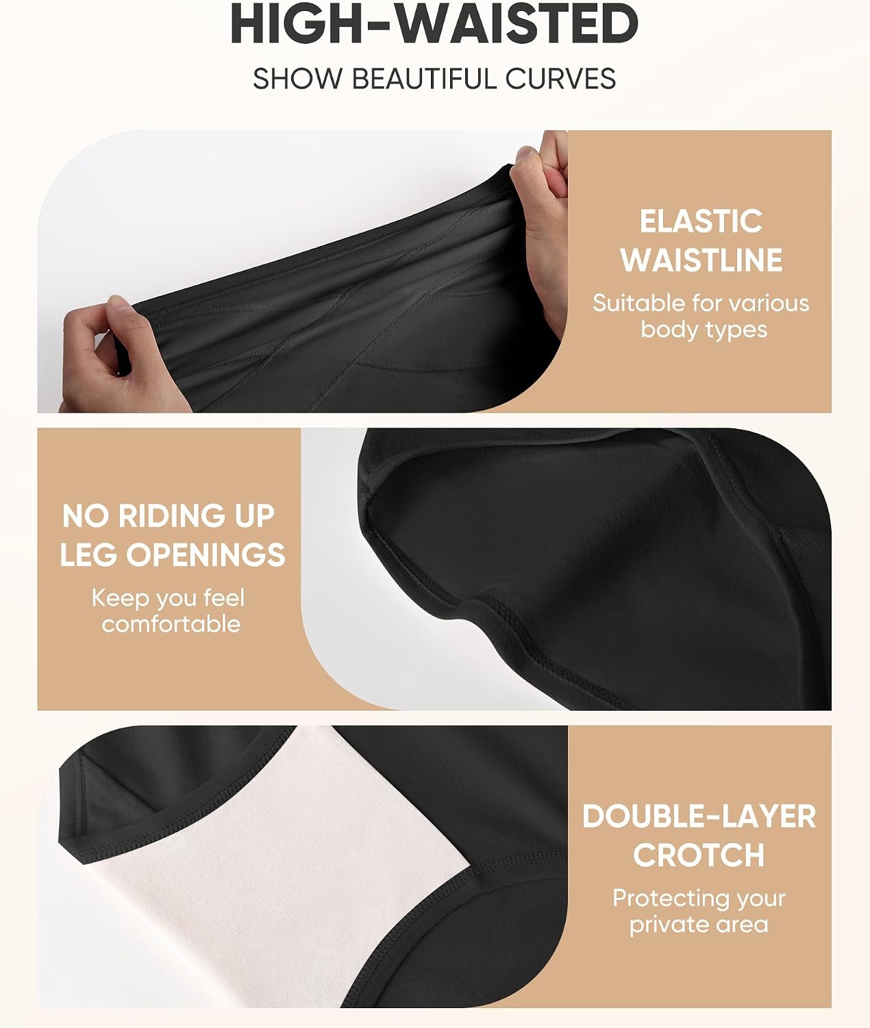 Women's Cotton Underwear High Waisted Post Partum Soft Panties 4 Pack image 4
