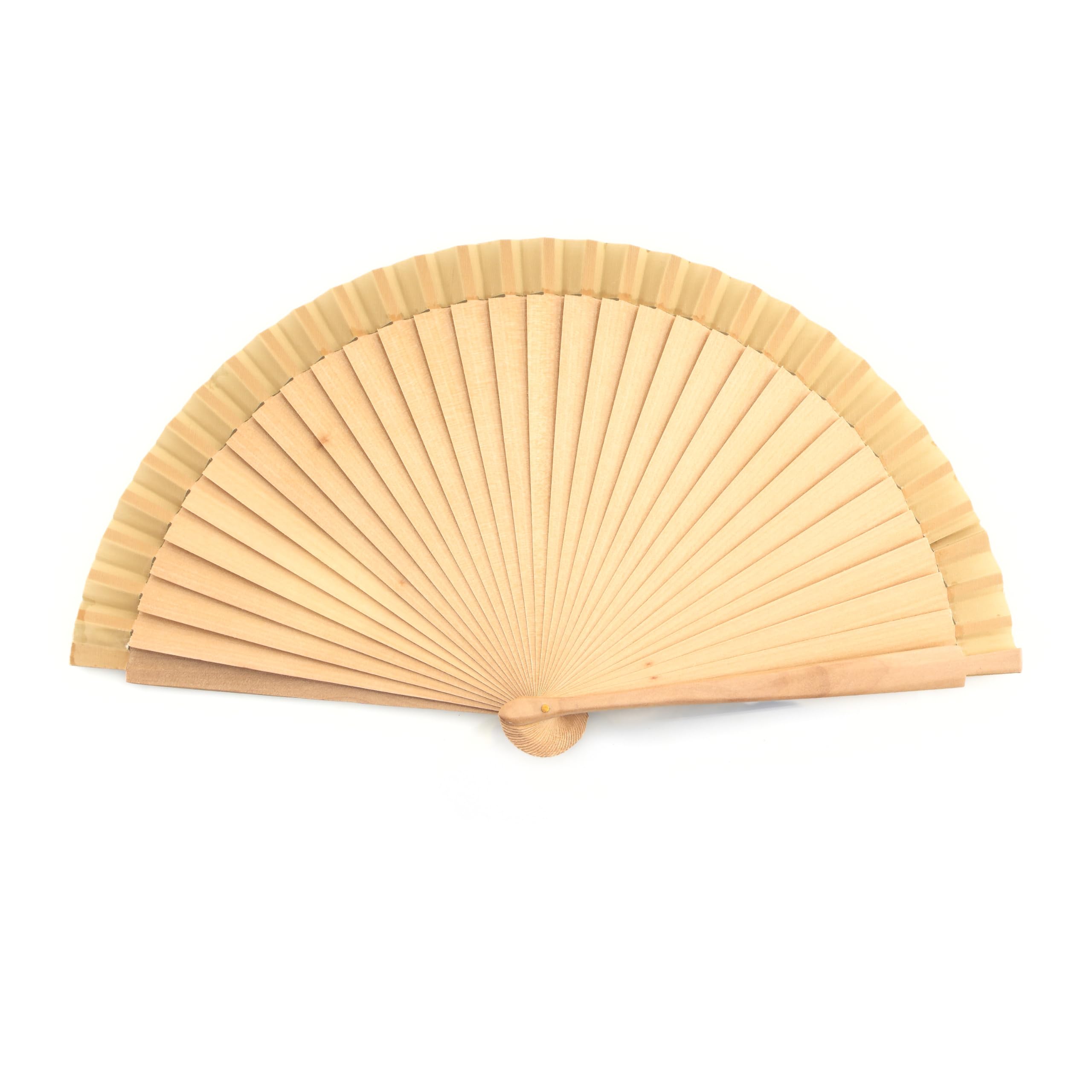 H.U.S.L® Pack 12 unds Abanicos Madera Españoles con Tela Lisa 23cm, Detalles para los Invitados, Regalos de Boda, Fiestas, Comuniones y Otros Eventos (Beige_(23cm_12Unidades))