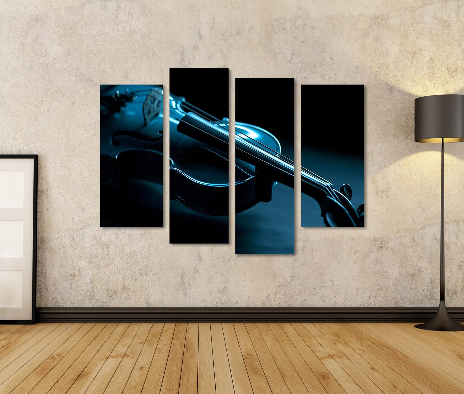 islandburner Quadro su tela, violino d'atmosfera, stampa artistica per soggiorno per gli amanti della musica, 4 pezzi