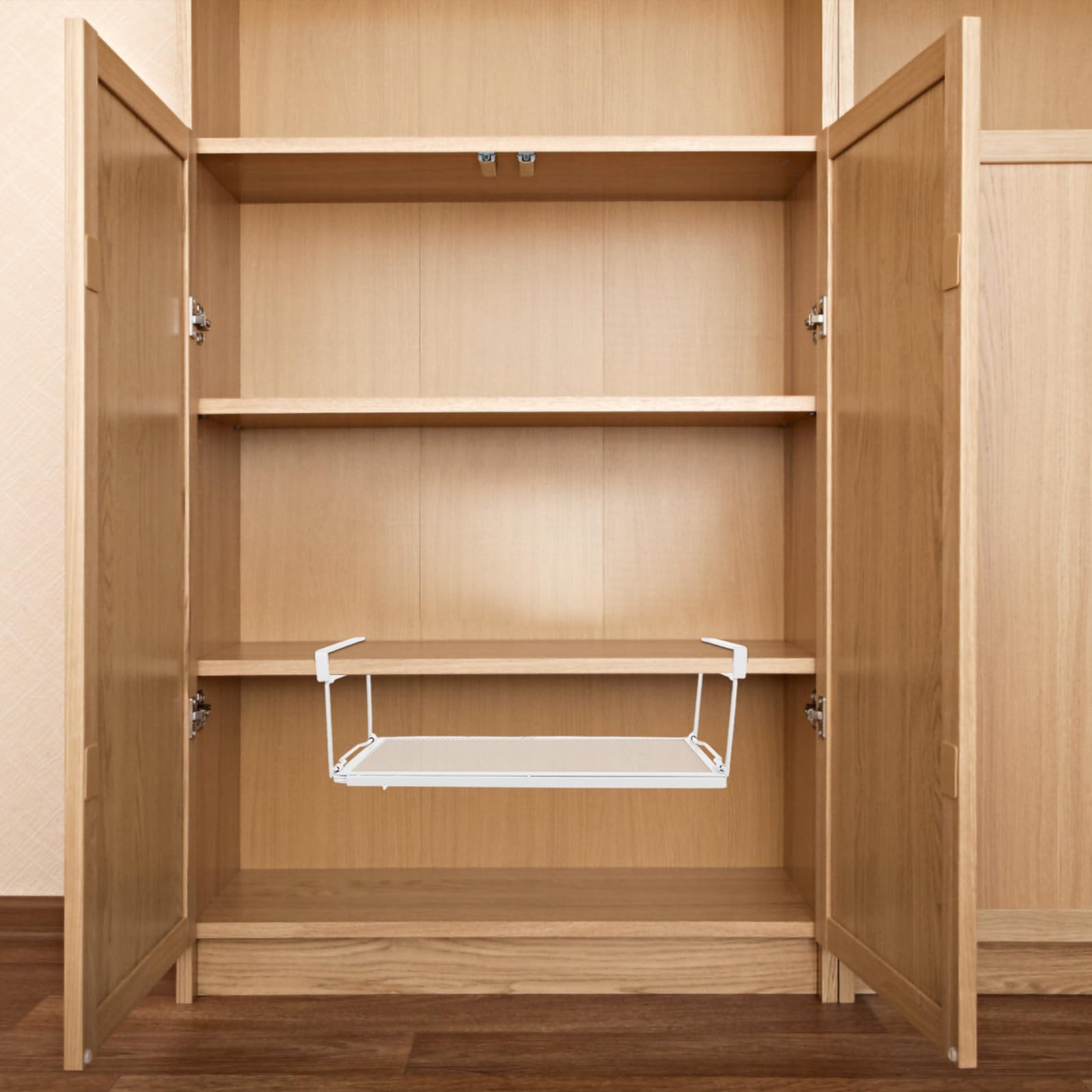 SHINEOFI Organizer da Cucina Allungabile in Acciaio al Carbonio Bianco Cestello Sottolavello Multifunzionale per Dispensa e Spazio Sotto Mensola