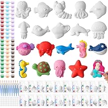 Simgoing 20 Set Ocean Animals Ceramic Painting Kit DIY Ceramic to Paint Your Own Under the Sea Animals Figurines Unpainted Plaster Summer Arts and Craft for Adults Beach Birthday Party Favors