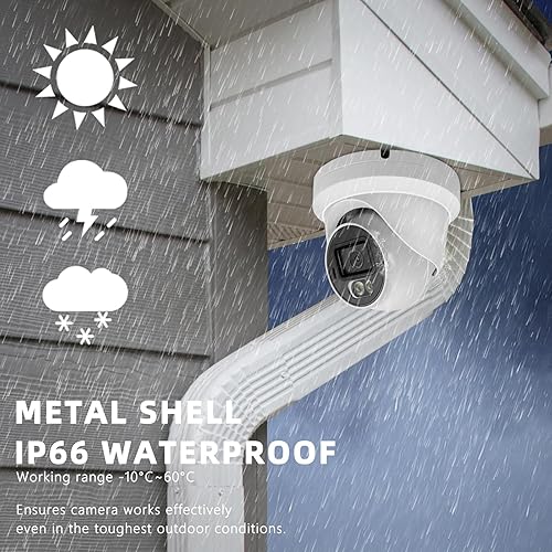 Miniatura 6 de Cámara IP de seguridad a todo color de 5MP, cámara de seguridad domo IP PoE 3K con luz dual inteligente, conversación bidireccional, visión nocturna