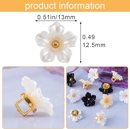 Miniatura 2 de ANCIRS Paquete de 100 botones de costura en forma de flor de resina de 0.512 in para manualidades, ropa y proyectos de bricolaje, decoración de