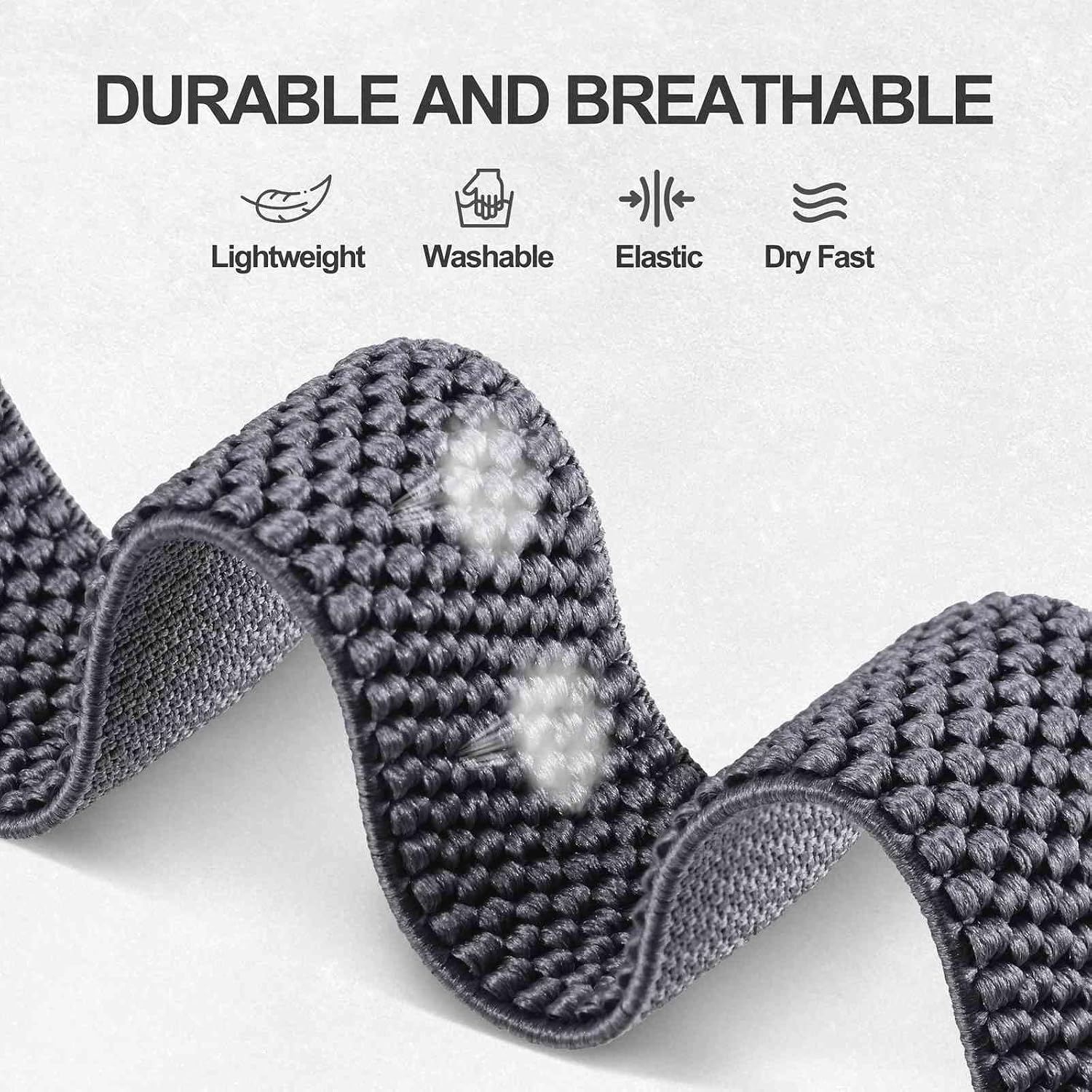 ANNEFIT Stretchy Nylon Watch Band for Men Women, Adjustable Elastic Watch Straps with Quick Release, Replacement Wristband 16mm 17mm 18mm 19mm 20mm 22mm 24mm image 2