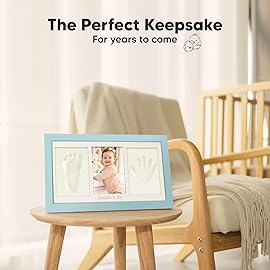 KeaBabies Baby Hand and Footprint Kit - Clay Handprint Keepsake Frame, Newborn Nursery Picture Frame, Personalized New Mom Gifts for Baby First Christmas Shower (Sky Blue)