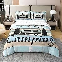 Vista 1 de Camper - Ropa de cama de campamento con cremallera de tamaño individual para niños, estilo rústico, estilo granja, 100% algodón, accesorios