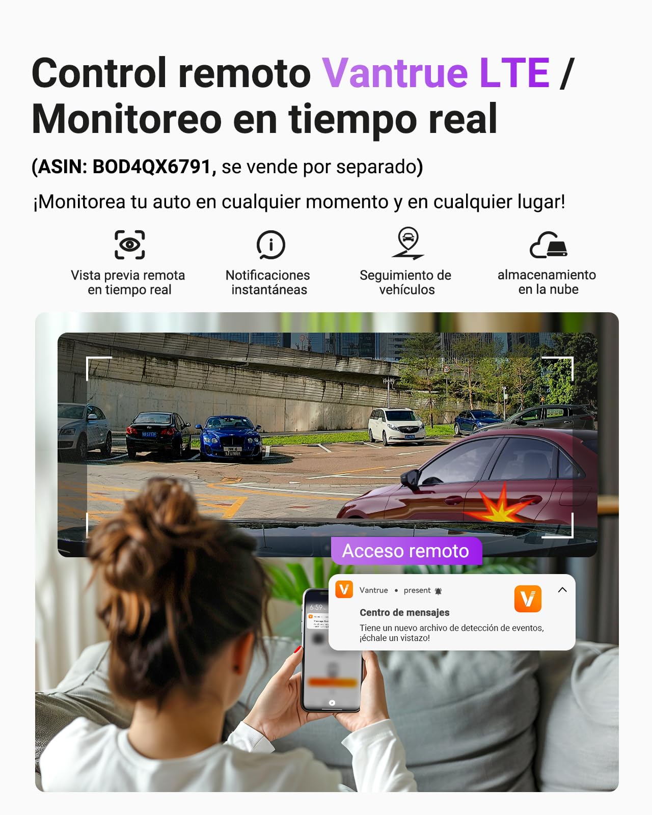 VANTRUE S1 Pro Cámara para Coche, 2,5K 60FPS, 5G WiFi GPS, ADAS, STARVIS 2, visión Nocturna Platepix, G-Sensor dashcam cámara Coche, Monitor de Aparcamiento 24H, Control por Voz & App, máx. 1 TB