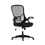 Flash Furniture Porter High Back Black Mesh Ergonomic Swivel Office Chair with Black Frame and Flip-up Arms