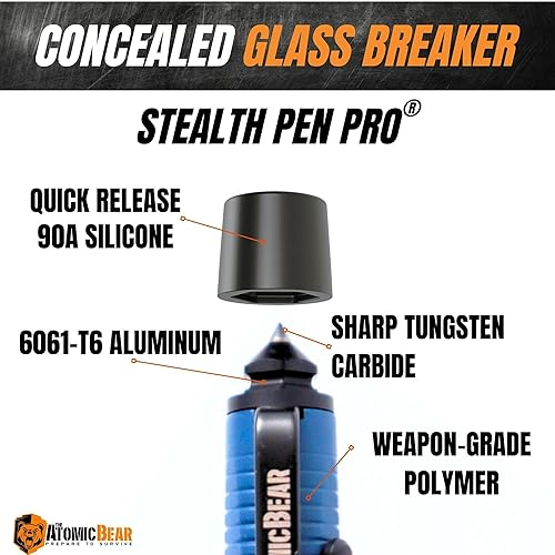 Miniatura 3 de The Atomic Bear Stealth Pen Pro - Bolígrafo táctico para defensa personal, bolígrafo de supervivencia de escritura mejorada con rompecristales para