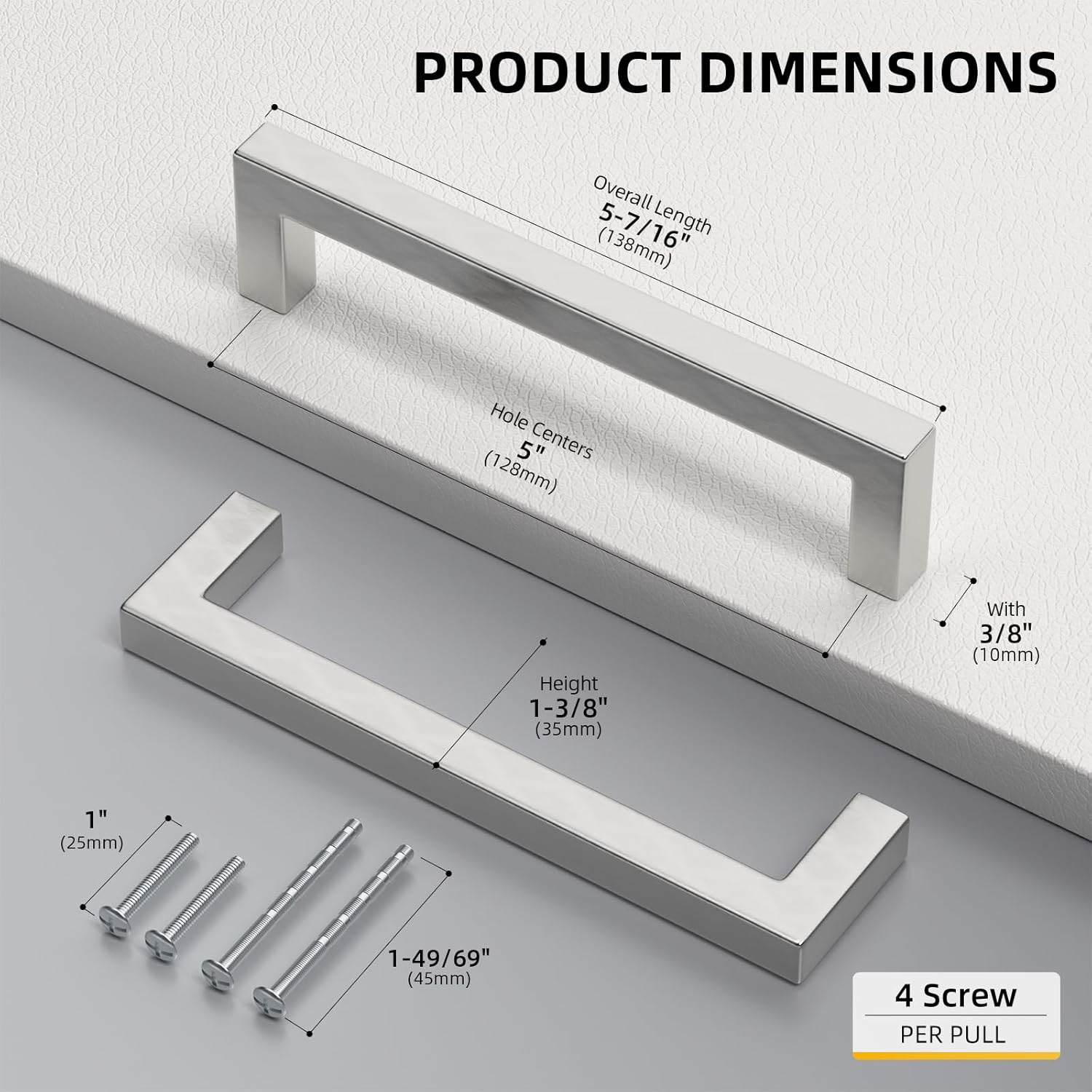 Goldenwarm 30 Pack 5 Inch Brushed Nickel Cabinet Pulls Square Drawer Handles Silver Kitchen Hardware Cupboard Dresser - Image 2