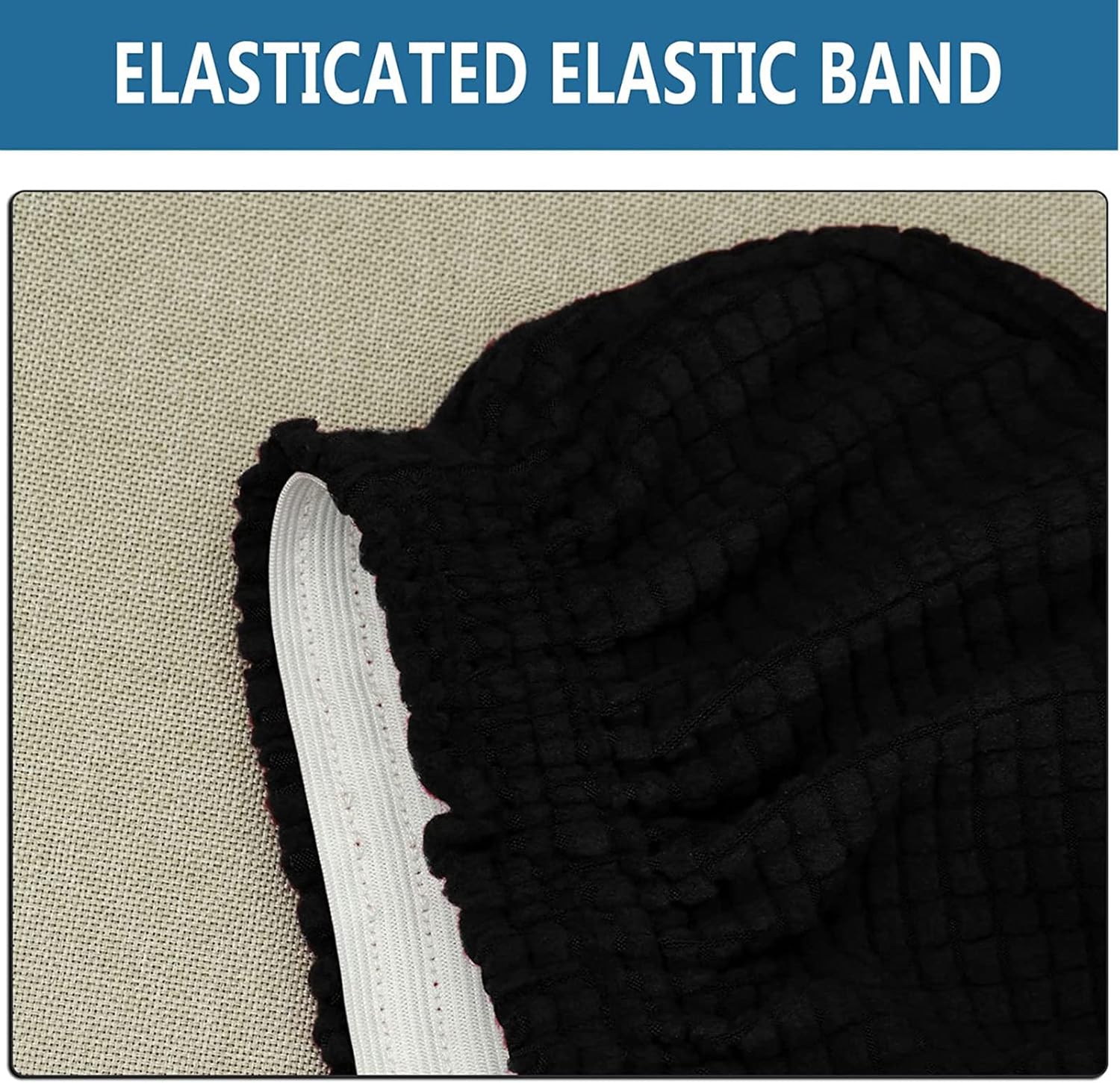 Sofa Recliner Covers 3 Seater Stretch 8-Pieces Reclining Couch Slipcovers Non-Slip Furniture Protector with Elastic Bottom (Black)