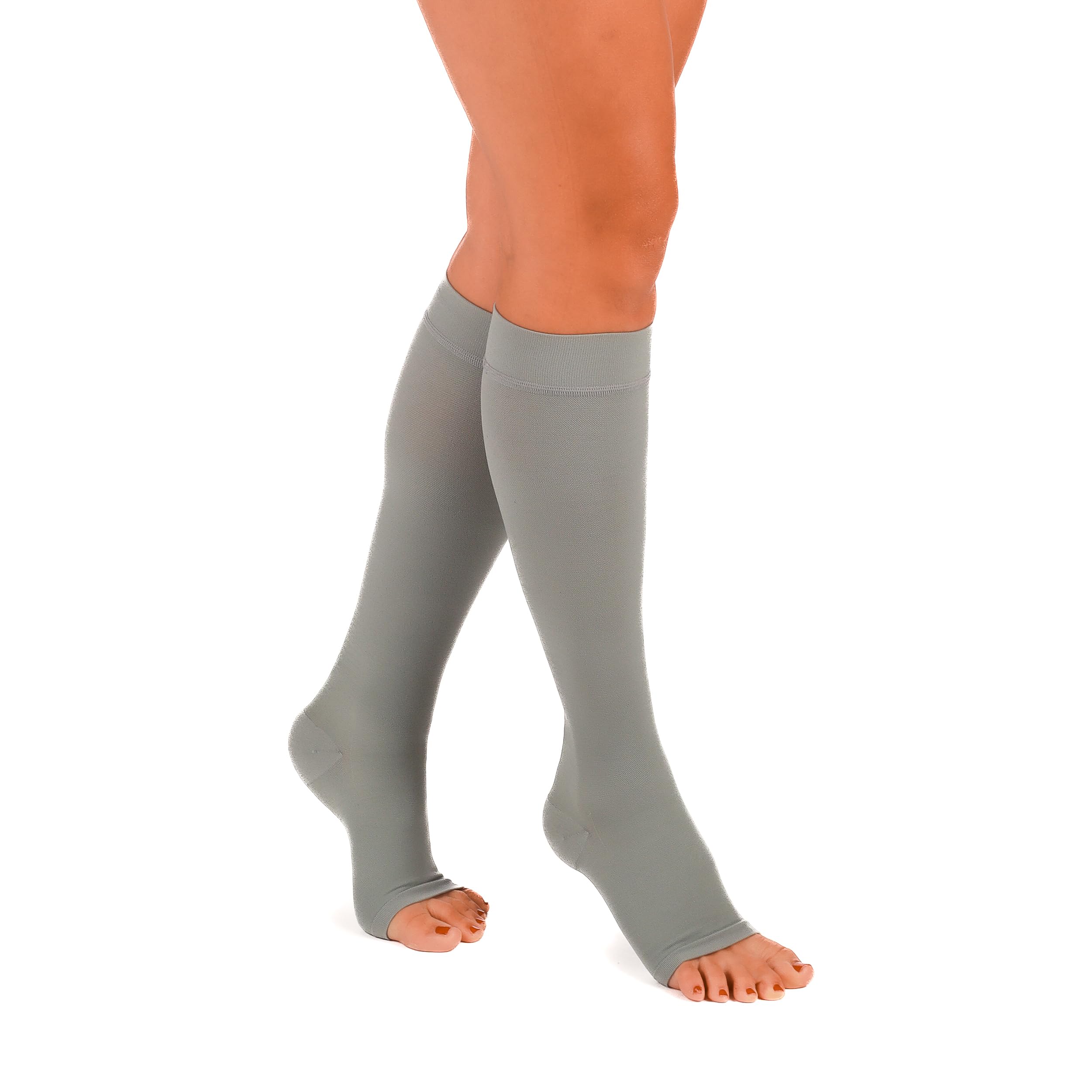 RIEMTEX med. Kompressionsstrümpfe Klasse 2 CCL2 23-32 mmHg Wadenstrümpfe Offene Spitze für Damen PREMIUM Serie 3211