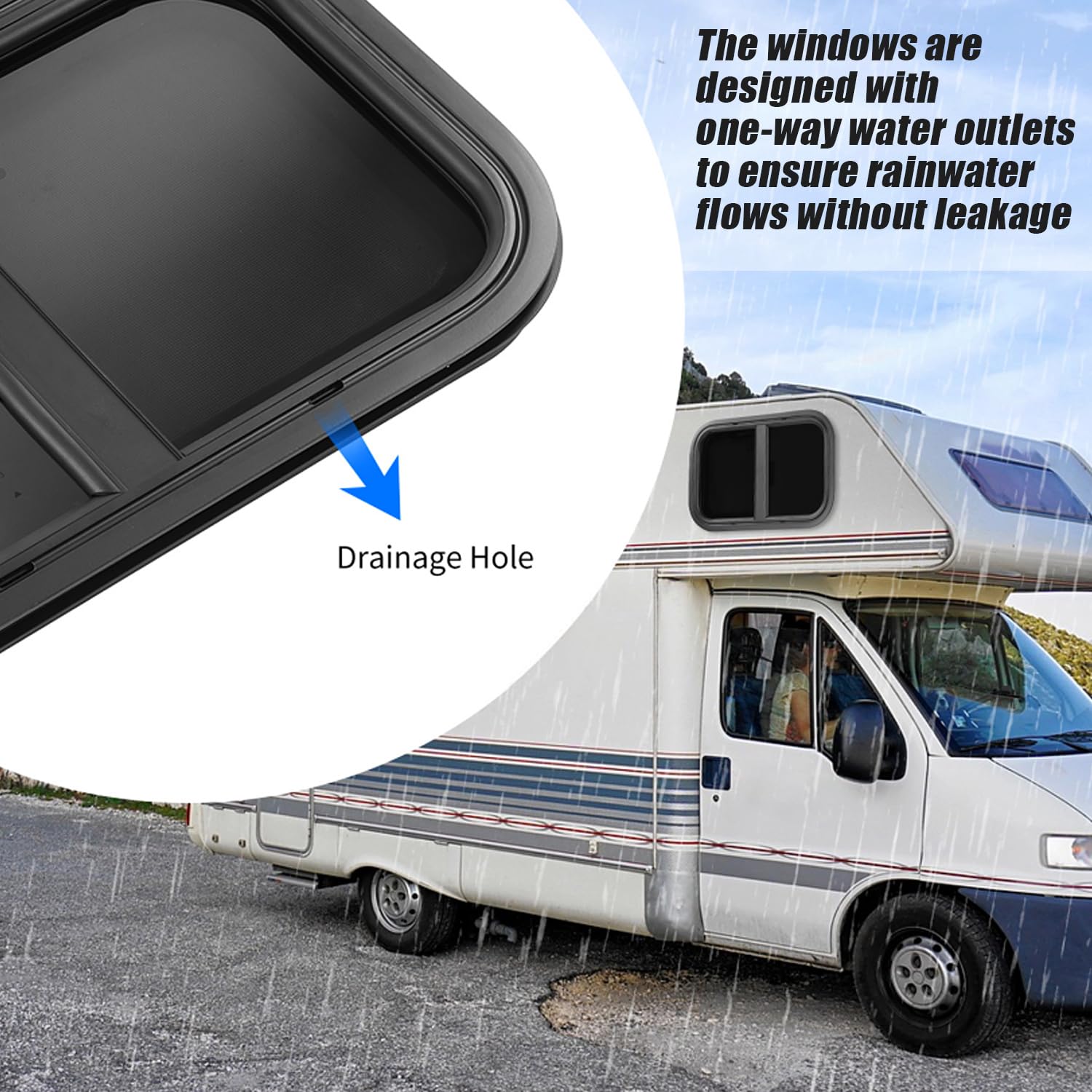 Fenêtre de camping car ,coins arrondis ,installation verticale horizontale entièrement hermétique ,fenêtre de camping car teintée avec moustiquaire pour véhicules de construc