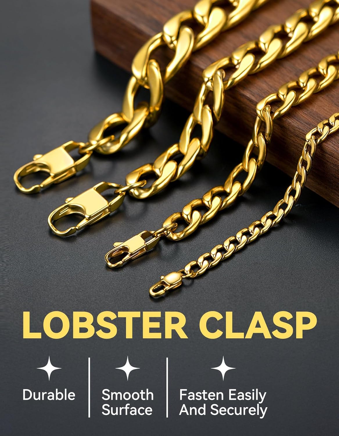 ChainsHouse Cuban Link Chain Necklace Men Women, 3mm/4mm/5mm/8mm/9mm/12mm/15mm Width, Stainless Steel/18K Gold Plated Figaro/Box/Curb Neck Link Chains, 14"/18"/20"/22"/24"/26"/28"/30" Length, with Gift Box - Image 4