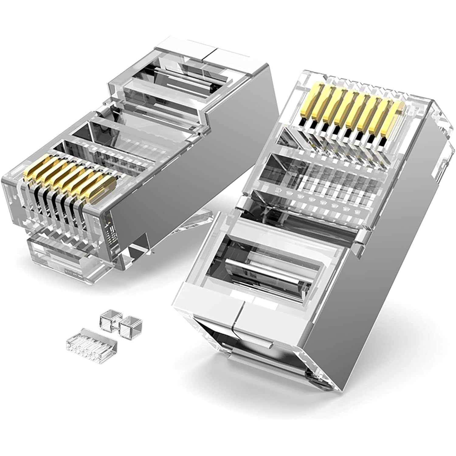 iVoltaa STP Cat6 RJ45 Plugs Metal Shielded Connectors for
