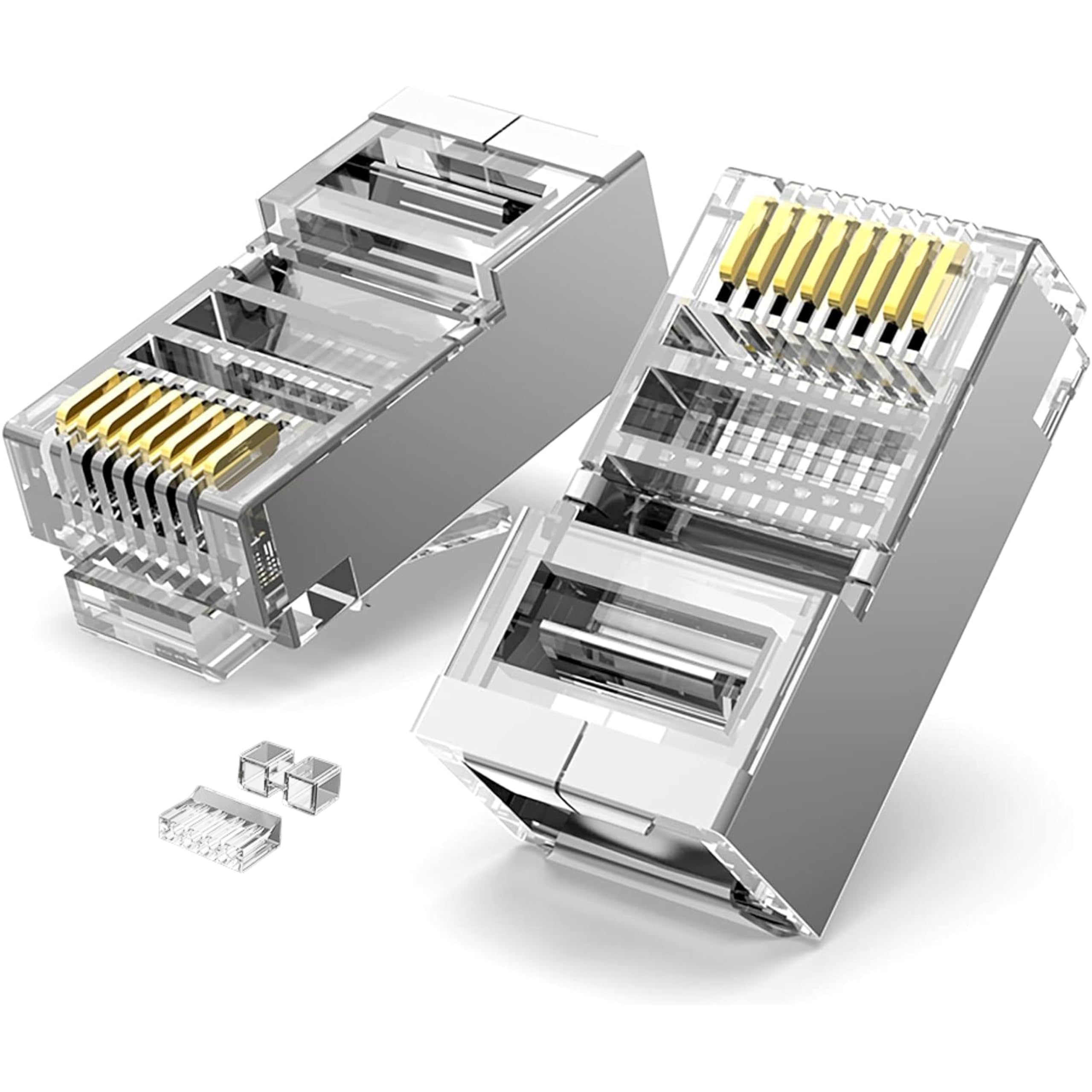 iVoltaa STP Cat6 RJ45 Plugs - Metal Shielded Ethernet Connectors for Cat6/Cat6a/Cat5e Cables - Ideal for Solid Wire and Standard Cable Network Crimps (Cat 6A, Pack of 10) (B0CZRKT1VQ) Amazon Price History, Amazon Price Tracker