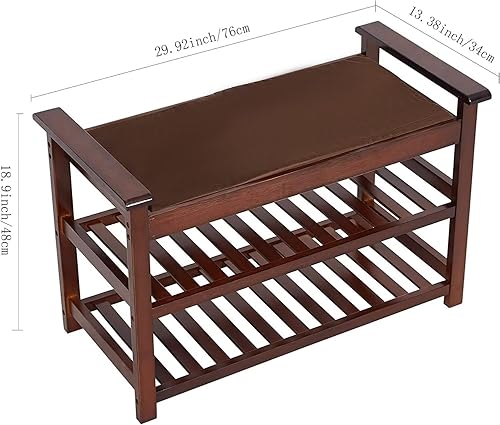 Miniatura 3 de Zapatero para entrada, banco de zapatos con cojín acolchado tapizado para dormitorio, sala de estar, baño, pasillo